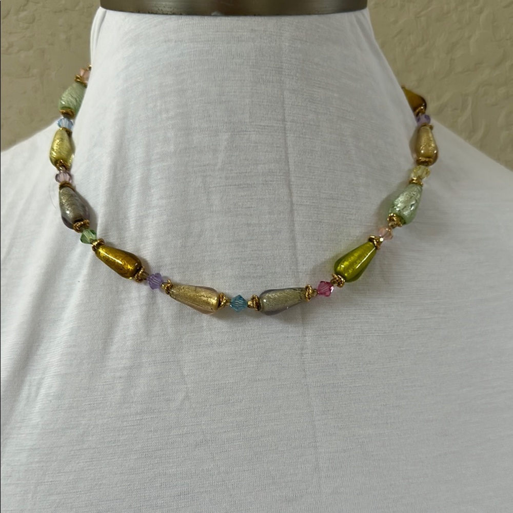ALEXIS KIRK art glass Multicolor Beaded Necklace